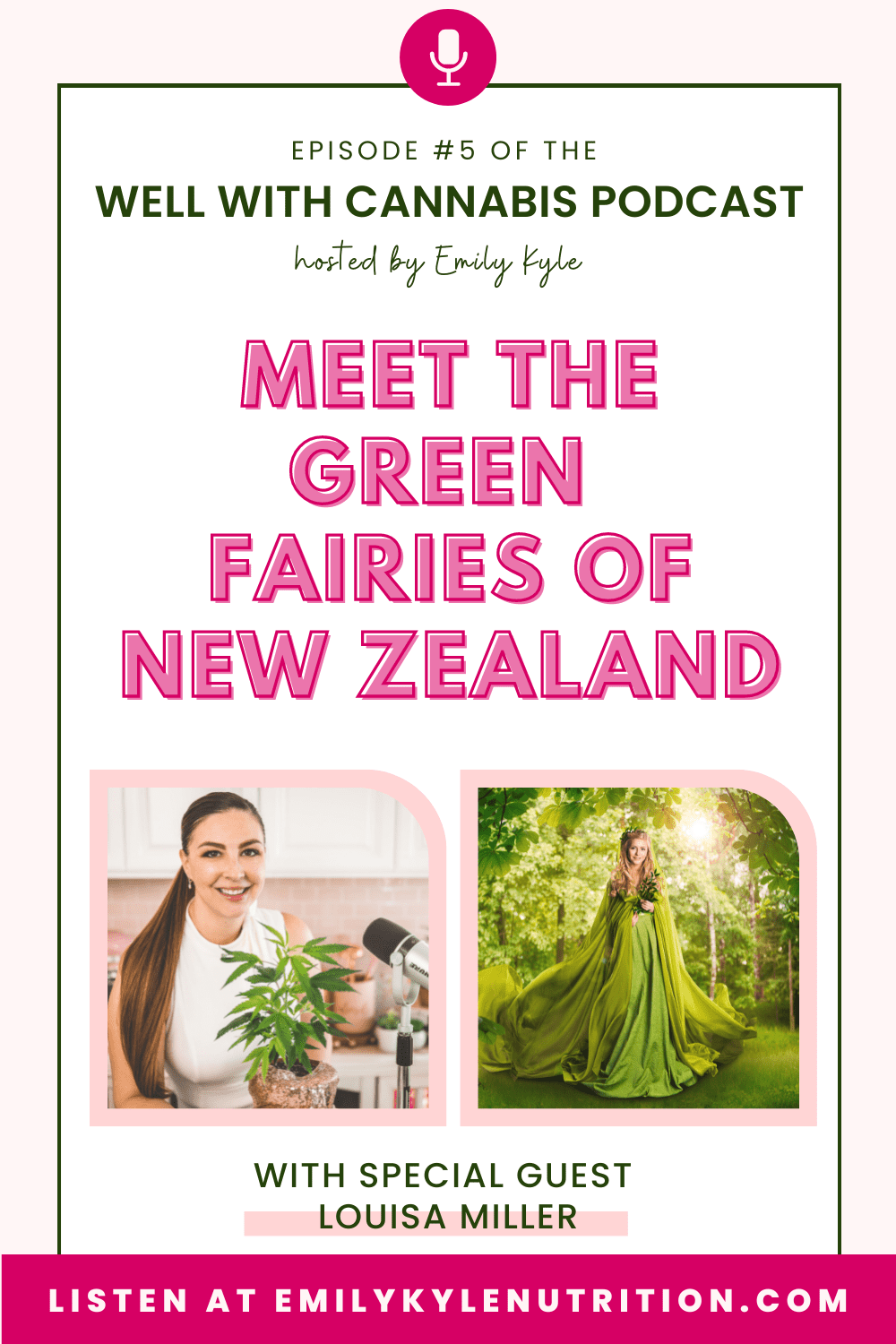 A picture of Emily Kyle and a woman dressed in green with text that says meet the green fairies of New Zealand.