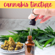 A picture of a cannabis tincture with text that says Benefits of using a cannabis tincture.