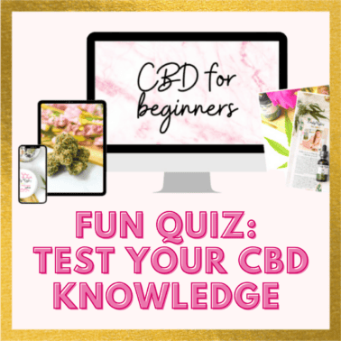 A picture of a computer mockup with text that say Fun Quiz: Test Your CBD Knowledge