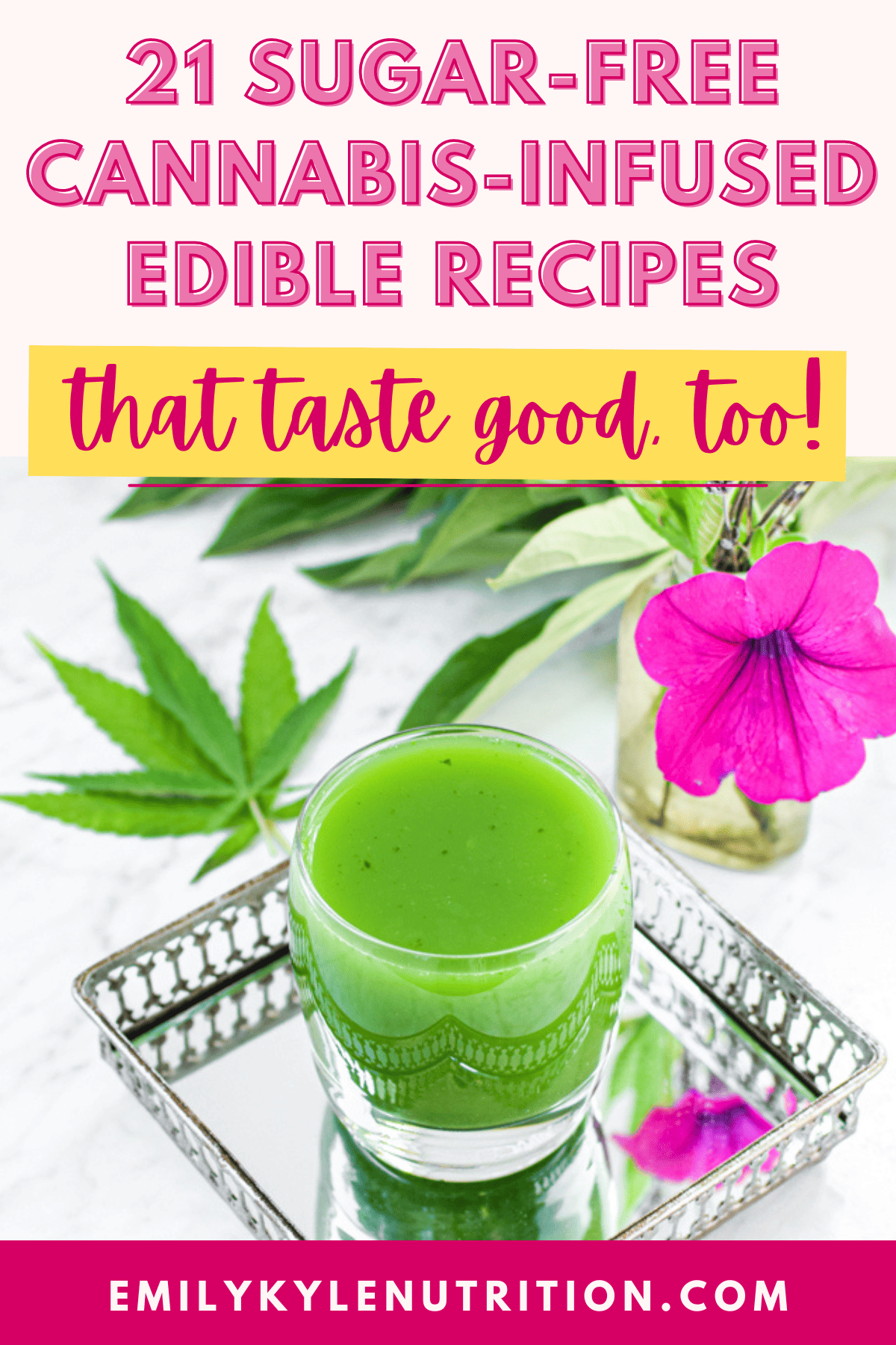Text stating 21 delicious sugar-free edible recipes that taste good, too!