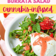 A picture of a strawberry vinaigrette infused burrata salad.