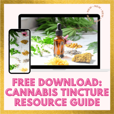 A picture with text that says: free download cannabis harvest tincture guide.