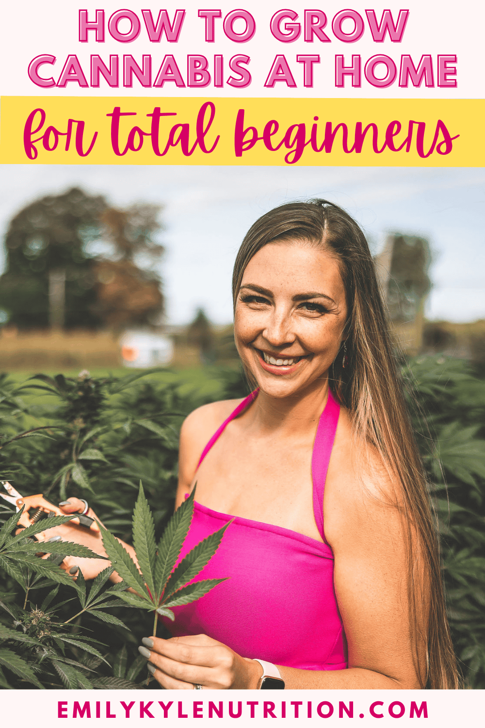 A picture of Emily Kyle in her cannabis garden.