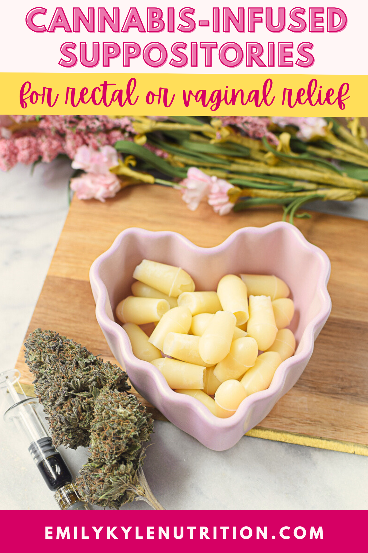 Cannabis suppositories for rectal or vaginal relief, natural remedy, homemade recipe, wellness suppo.